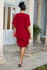Cargar imagen en el visor de la galería, Vestido rojo oscuro de dos piezas de la madre de la novia con encaje