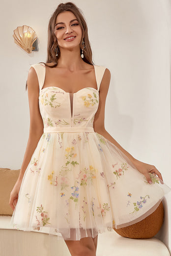 Champán A Línea Escote Corazón Vestido de Cóctel