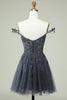 Cargar imagen en el visor de la galería, Lindo A Line Spaghetti Straps Mint Short Homecoming Dress con apliques