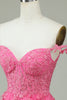 Cargar imagen en el visor de la galería, Lindo A Line Spaghetti Straps Rosa Vestido Corto de Bienvenida con Apliques