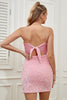 Cargar imagen en el visor de la galería, Correas de espagueti rosa Vestido de graduación de lentejuelas