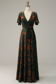 Terciopelo Verde Oscuro Vestido de Madrina
