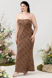 Vestido de dama de honor de talla grande con estampado marrón