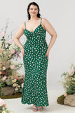 Vestido de dama de honor de verano con estampado floral verde de talla grande