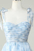 Cargar imagen en el visor de la galería, Blue A Line Spaghetti Straps Homecoming Dress