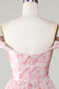 Cargar imagen en el visor de la galería, A Línea Rosa Estampado Vestido Corto de Cóctel