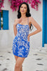 Cargar imagen en el visor de la galería, Bodycon Spaghetti Straps Royal Blue Short Homecoming Dress con apliques