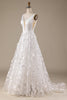 Cargar imagen en el visor de la galería, Vestido de novia marfil A-Line V-Neck con flores 3D