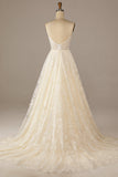 Vestido de novia de encaje de albaricoque brillante
