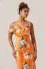 Cargar imagen en el visor de la galería, Trendy Mermaid One Shoulder Vestido de dama de honor de flores naranjas estampado