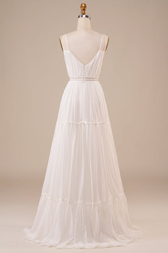 A-Line Simple vestido de novia largo