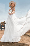 A-Line Simple Long Beach Simple Vestido de novia