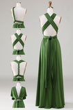 Verde Vestido de Dama de Honor Largo