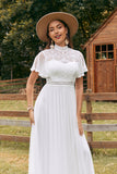 Vestido de novia boho de gasa marfil vintage con encaje