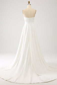 Vestido de novia largo de gasa Ivory A Line con mangas largas de mariposas 3D