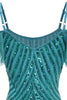 Cargar imagen en el visor de la galería, Brillante turquesa ajustado lentejuelas vestido corto de cóctel con flecos