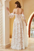 Cargar imagen en el visor de la galería, Precioso vestido de novia de encaje blanco A Line Off the Shoulder