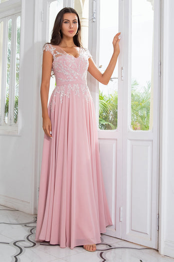 Gasa de cuentas rosas Madre del vestido de la novia
