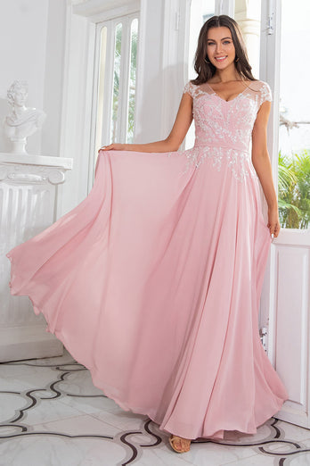 Gasa de cuentas rosas Madre del vestido de la novia