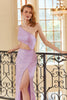 Cargar imagen en el visor de la galería, Funda One Shoulder Light Purple Sequins Long Prom Dress con frente dividido
