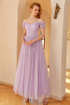 Vestido de fiesta Purple A Line(Cinturón no incluido)