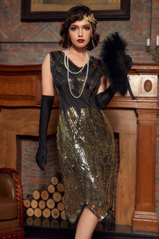 Vestido dorado de Gatsby de la década de 1920