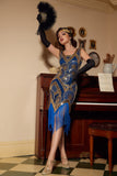 1920s vestido de lentejuelas azul