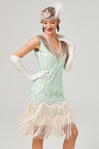 Lentejuelas Verde Vestido de 1920