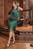 Cargar imagen en el visor de la galería, Verde Oscuro 1920s Vestido Lentejuelas Flecos