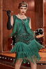 Cargar imagen en el visor de la galería, Verde Oscuro 1920s Vestido Lentejuelas Flecos