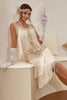 Cargar imagen en el visor de la galería, Champán Gatsby 1920s Vestido Lentejuelas Flecos
