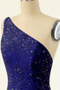 Cargar imagen en el visor de la galería, Royal Blue One Shoulder Lentejuelas Apretadas Vestido de cóctel
