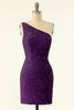 Cargar imagen en el visor de la galería, Royal Blue One Shoulder Lentejuelas Apretadas Vestido de cóctel