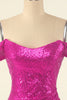 Cargar imagen en el visor de la galería, Fuchsia Off the Shoulder Lentejuelas Ajustado Vestido de Regreso a Casa