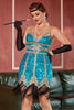 Cargar imagen en el visor de la galería, Azul Lentejuelas Gatsby 1920s Vestido Corto con Flecos