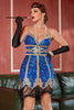 Cargar imagen en el visor de la galería, Azul Gatsby 1920s Vestido con flecos