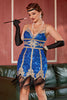 Cargar imagen en el visor de la galería, Azul Gatsby 1920s Vestido con flecos