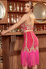 Cargar imagen en el visor de la galería, Dos piezas Fucsia Gatsby 1920s Flapper Vestido con flecos