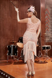Lentejuelas 1920s Flapper Gatsby Vestido con flecos
