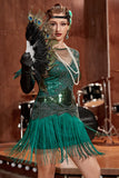 Verde Oscuro 1920s Gatsby Vestido con Flecos