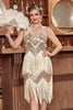 Cargar imagen en el visor de la galería, Dorado 1920s Vestido Gatsby con Flecos