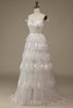 Cargar imagen en el visor de la galería, Vestido de novia de encaje blanco brillante con hendidura