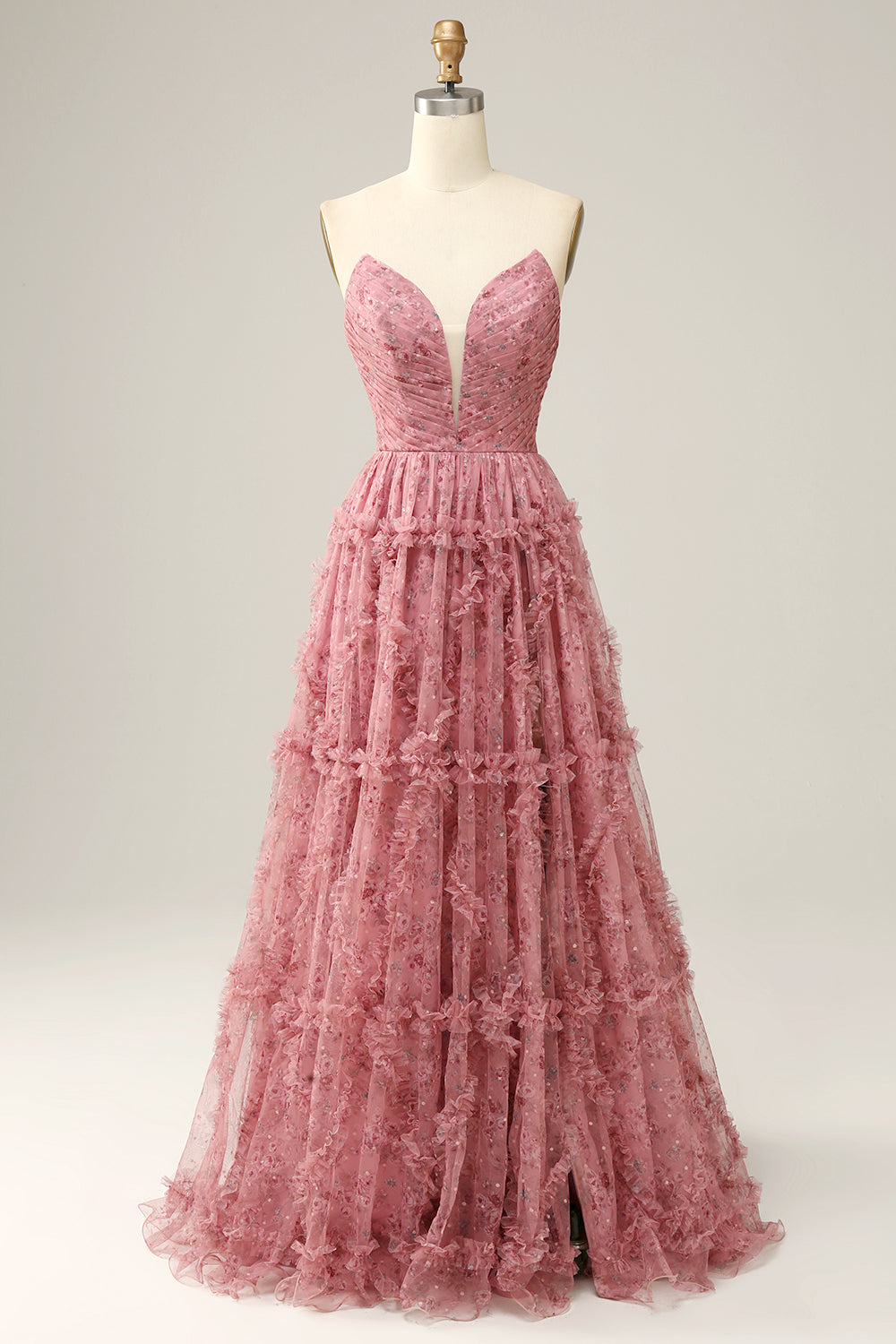 A-Línea Rosa Vestido de Fiesta