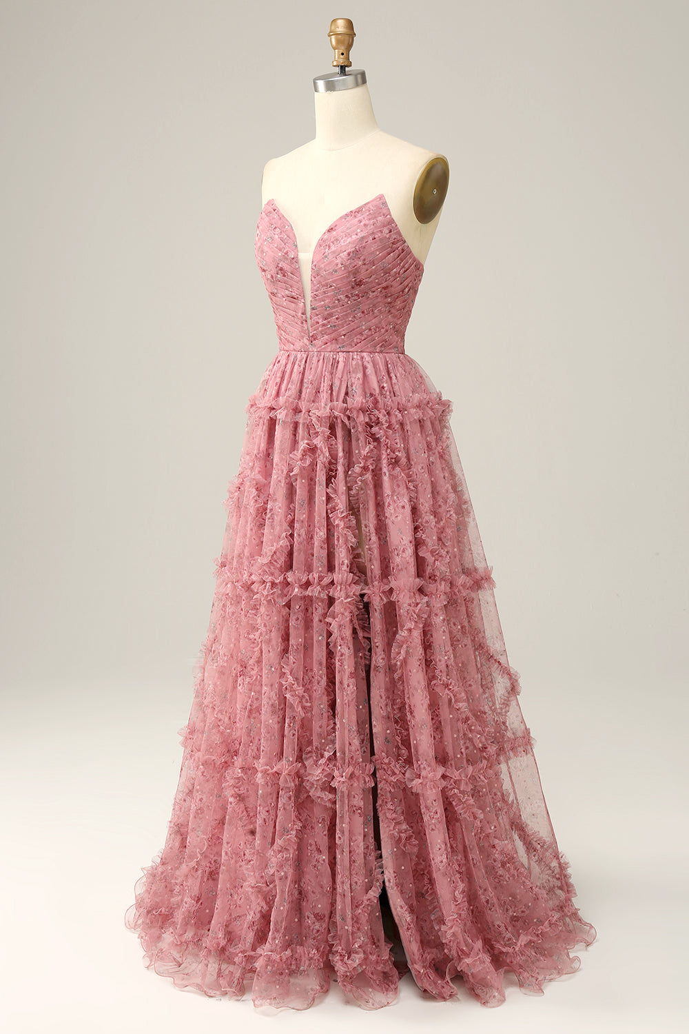 A-Línea Rosa Vestido de Fiesta