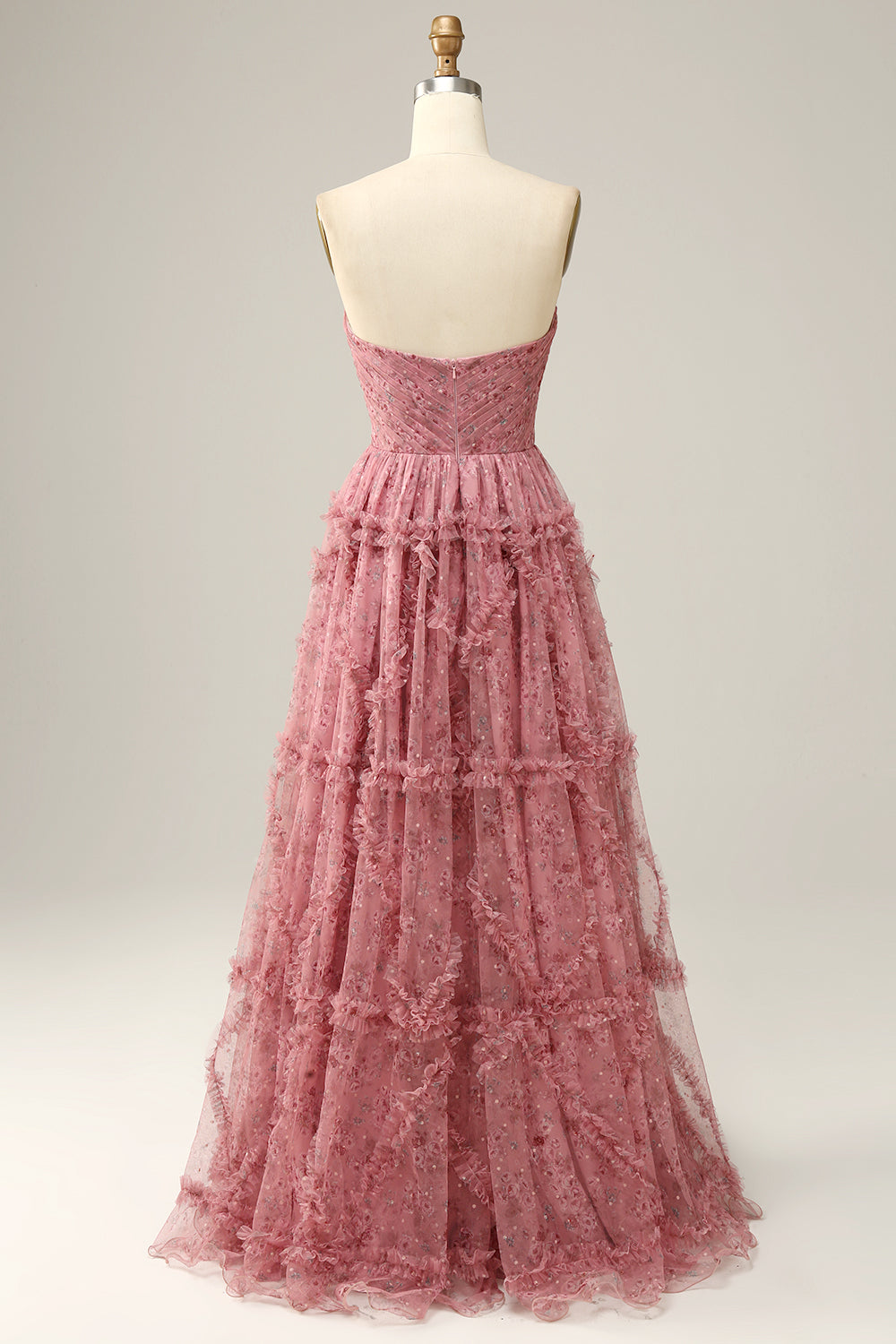 A-Línea Rosa Vestido de Fiesta