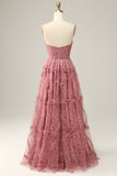 A-Línea Rosa Vestido de Fiesta