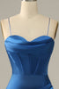 Cargar imagen en el visor de la galería, Azul Real Tirantes de Espagueti Sirena Vestido Formal