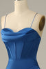 Cargar imagen en el visor de la galería, Azul Real Tirantes de Espagueti Sirena Vestido Formal