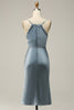Cargar imagen en el visor de la galería, Correas de Espagueti Vestido de Dama de Honor Azul Satín