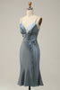 Cargar imagen en el visor de la galería, Correas de Espagueti Vestido de Dama de Honor Azul Satín